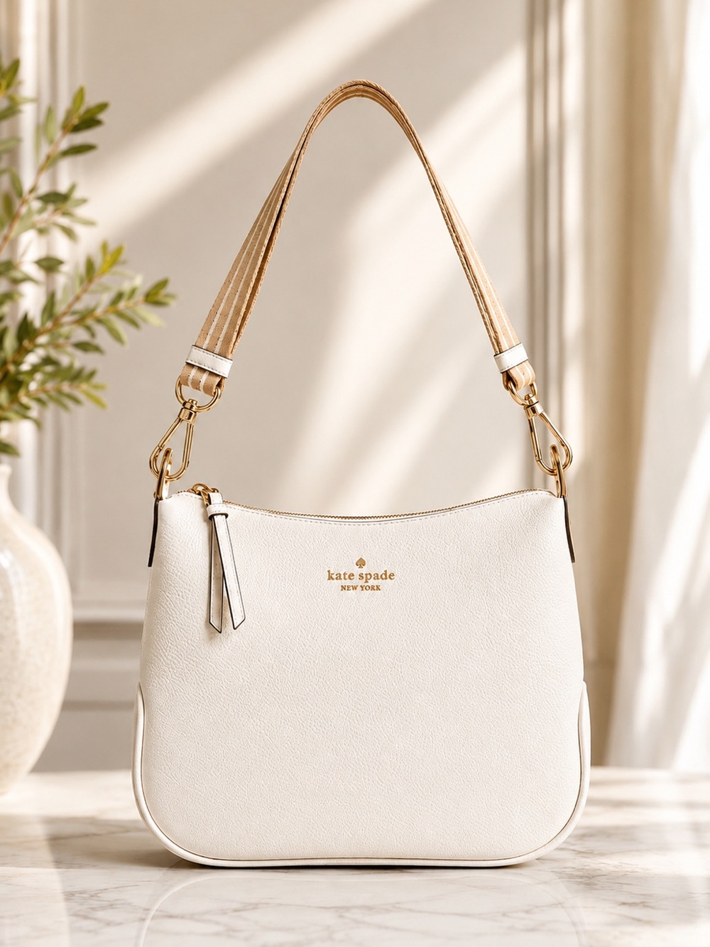 ✨ Kate Spade Knott Cream Pebbled Leather Shoulder Bag NWOT